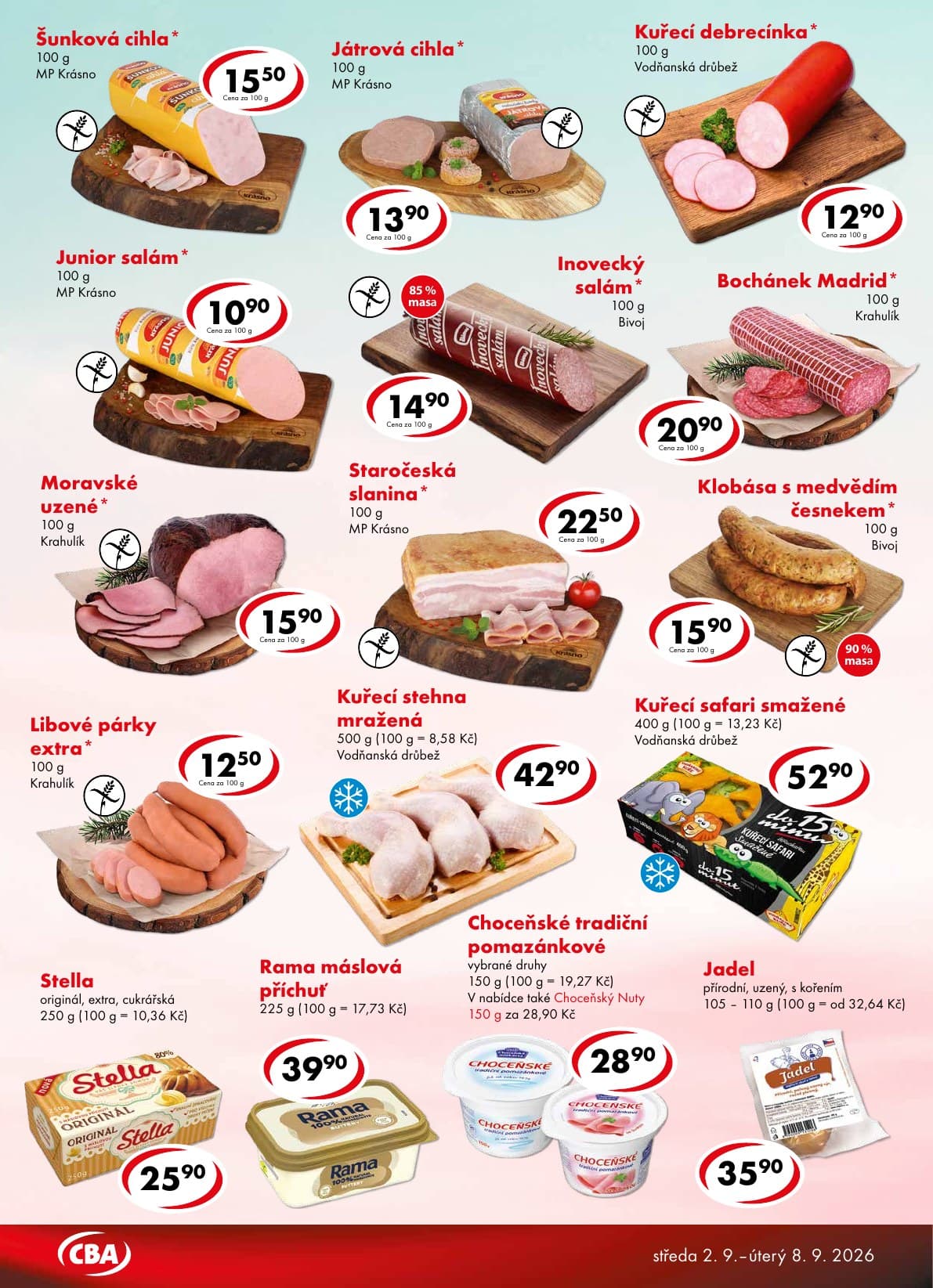 Akční leták Prima Potraviny Desná 2.–8. 9. 2026 – uzeniny, maso a mléčné výrobky